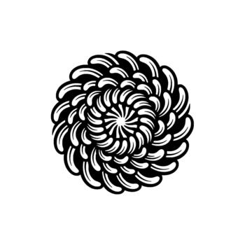 Intricate spiral showcasing a repeating pattern of concentric circles and radiating lines rendered in a minimalist style for modern technology illustrations vector