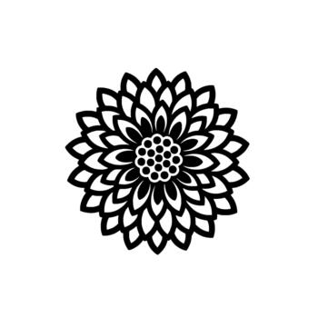Intricate floral emblem depicting a stylized chrysanthemum blossom in a repeating radial pattern representing botanical and elegant nature concepts vector