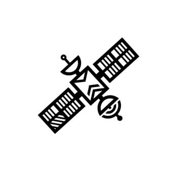 Satellite communication system illustration showcasing a complex orbital platform with multiple antennas and payload modules for global connectivity vector