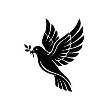 estilizado paloma silueta con un puntilla de follaje en un fluido dinámica línea Arte representando paz y armonía conceptos vector