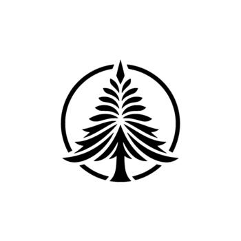 estilizado hojas perennes árbol emblema exhibiendo intrincado rama detalle dentro un circular marco representando natural crecimiento y sostenible principios vector