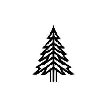 Stylized pine tree silhouette emblem showcasing intricate linear detailing and a minimalist for wilderness and nature branding concepts vector