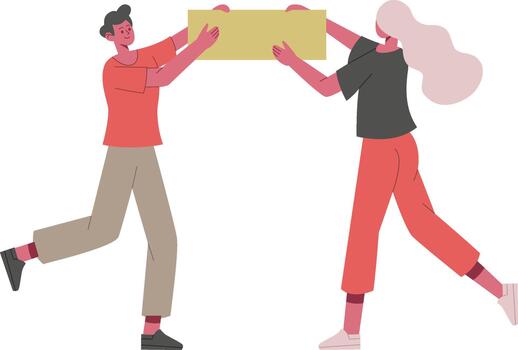 People collaborating creating social message or advertisement vector