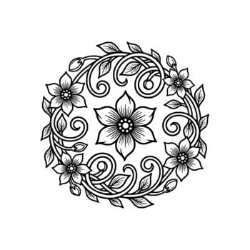 intrincado floral mandala exhibiendo delicado flores y arremolinándose vino patrones dentro un circular composición representando meditativo Arte conceptos vector