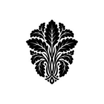 intrincado floral emblema representando en capas follaje y arremolinándose patrones en un clásico decorativo estilo representando sofisticado principios vector