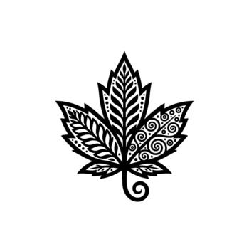 intrincado arce hoja emblema exhibiendo detallado vena patrones y arremolinándose ornamental motivos dentro un estilizado circular para botánico ilustración conceptos vector