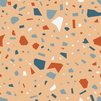Terrazzo seamless pattern depicting abstract colorful shapes vector