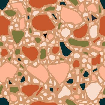 Terrazzo seamless pattern creating abstract background texture. vector