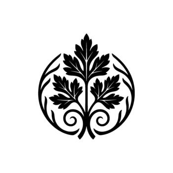Ornamental tree emblem with intricate leaf details and swirling vine borders in a circular classic representing heritage and botanical concepts vector