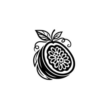 agrios Fruta segmento ilustración exhibiendo intrincado botánico detallado dentro un estilizado circular emblema representando Fresco Produce y sano estilo de vida conceptos vector