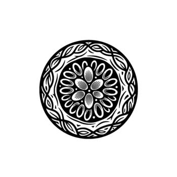 intrincado floral mandala emblema exhibiendo en capas pétalos y arremolinándose patrones dentro un circular marco representando antiguo espiritual simbolismo y decorativo conceptos vector