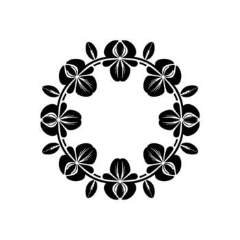 Stylized floral wreath illustration featuring layered leaf and blossom motifs within a circular repeating pattern representing botanical concepts vector