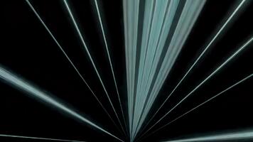 astratto leggero raggi su nero sfondo, futuristico tunnel effetto, raggiante Linee in movimento in direzione spettatore. video