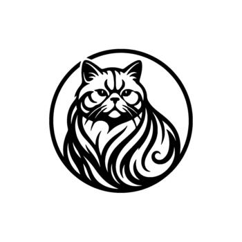 persa gato retrato emblema exhibiendo intrincado línea Arte y un circular representando felino elegancia y sofisticado marca conceptos vector