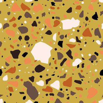 Terrazzo pattern creating abstract mustard yellow surface background vector