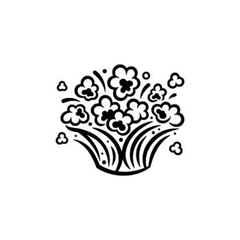Stylized clover blossom arrangement in a flowing decorative line art style representing growth and springtime botanical concepts vector