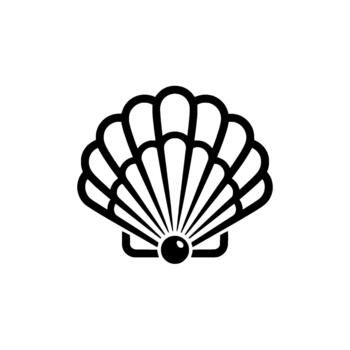 Detailed seashell emblem showcasing intricate radial patterns and a central orb presented in a minimalist geometric for marine life and coastal branding concepts vector