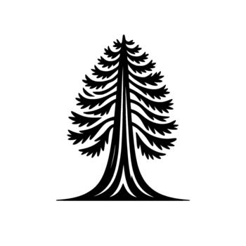 estilizado pino árbol silueta emblema exhibiendo intrincado rama patrones y un negrita de alcance ascendente formar para naturaleza y crecimiento simbolismo vector