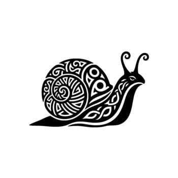 Intricate snail illustration showcasing Celtic knotwork patterns and spiral forms representing ancient mythology and natural symbolism for decorative vector