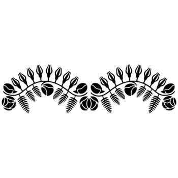 Ornamental tulip branch motif with stylized floral medallions in a repeating linear decorative pattern representing traditional Eastern concepts vector