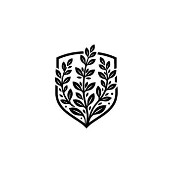 Stylized shield emblem showcasing a flourishing branch arrangement within a geometric frame representing natural growth and protective principles vector