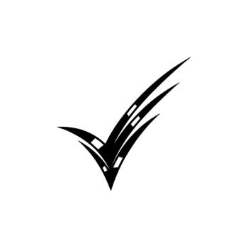 Dynamic checkmark emblem showcasing streamlined flight paths and forward momentum representing achievement and progress within aviation concepts vector