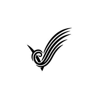 Stylized avian emblem showcasing dynamic flight patterns and swirling motion rendered in a minimalist for aviation and travel branding concepts vector