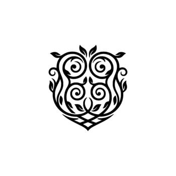 Intricate floral emblem depicting stylized leaves and swirling patterns within a circular ornamental shield representing sophisticated brand identity concepts vector