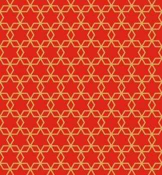 Red and gold geometric pattern creating hexagonal stars vector