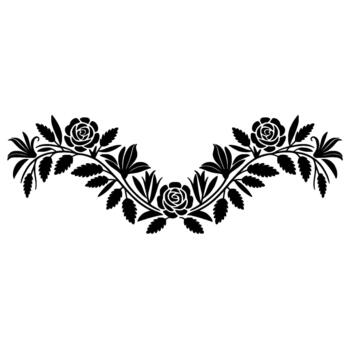 Stylized rose and foliage garland intricate linework representing timeless elegance and botanical motifs for decorative applications vector