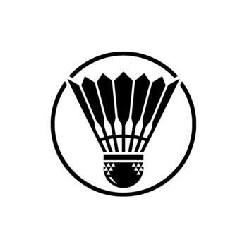 Badminton shuttlecock emblem showcasing layered feathers and a central woven pattern within a circular for sports branding concepts vector