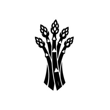 Stylized bamboo shoot emblem showcasing intricate interwoven branches and a central node representing growth resilience and Asian principles vector