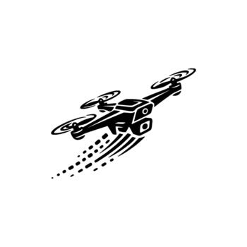 Futuristic drone depicting a highspeed aerial vehicle in a dynamic stylized silhouette representing innovation and advanced robotics concepts vector