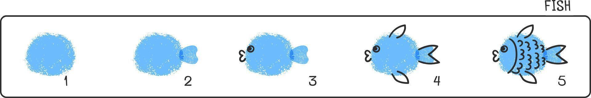 dibujo un pescado paso por paso tutorial vector