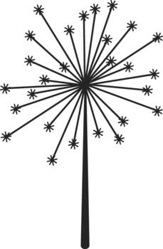 estilizado diente de león semilla cabeza explotando creando gráfico símbolo vector