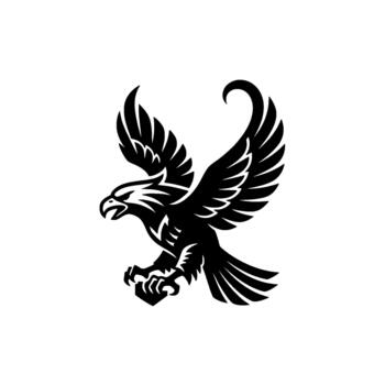 majestuoso grifo emblema exhibiendo poderoso alas y agudo garras en un dinámica angular ilustración representando fuerza y tutela conceptos vector