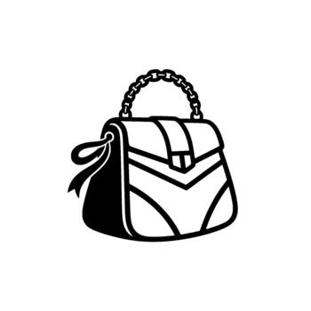 elegante bolso silueta emblema exhibiendo un estructurado cierre y cadena encargarse de presentado en un minimalista estilo para lujo marca conceptos vector