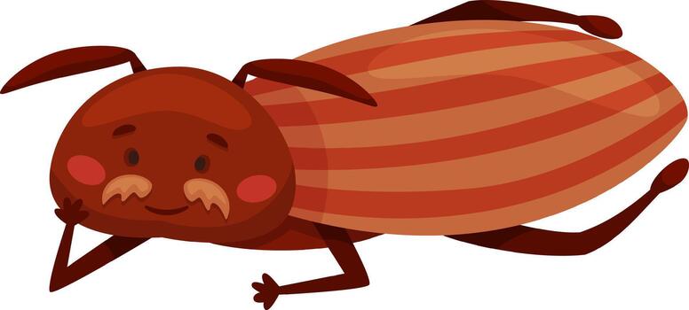 Smiling cartoon cockroach resting and relaxing with thought vector