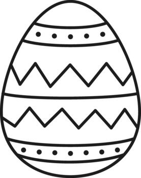 Easter egg outline with decorative zigzag and dot patterns vector