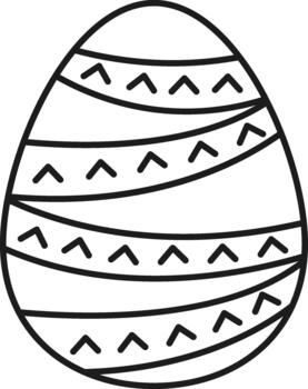 Easter egg outline featuring geometric chevron patterns vector