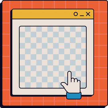 mano cursor haciendo clic retro digital ventana interfaz vector