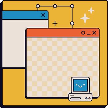 Retro computer interface showing digital connection and coding vector