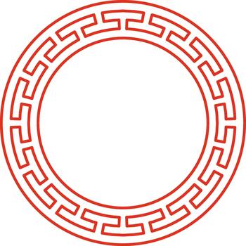Chinese round frame with red geometric pattern vector