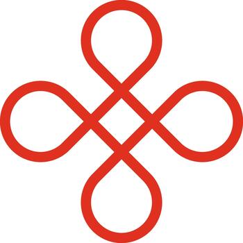 rojo interminable nudo símbolo representando eternidad y unidad vector