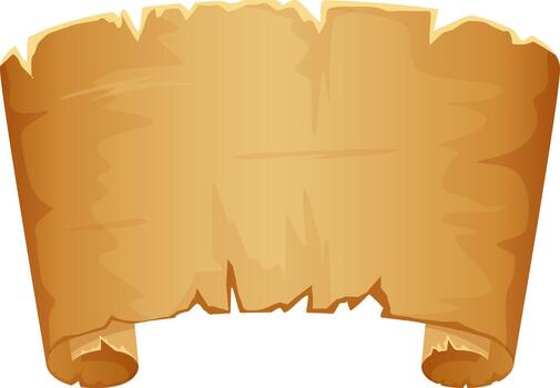 Old parchment scroll with ragged edges unraveling vector