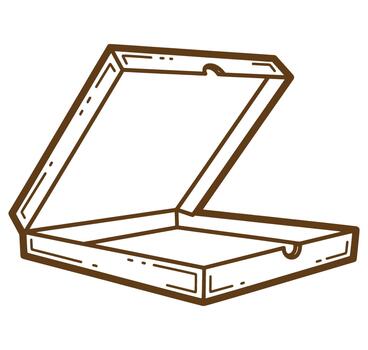 Brown line drawing of an open empty box on white background vector