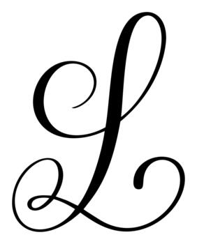 Black calligraphic letter L drawn forming part an elegant alphabet and design initial projects vector