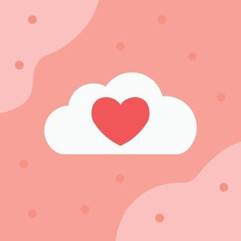 enamorado nube corazón ilustración. redondeado nube icono forma. limpiar corazón forma centrado adentro. suave resumen antecedentes manchas calentar pastel romántico tono. vector