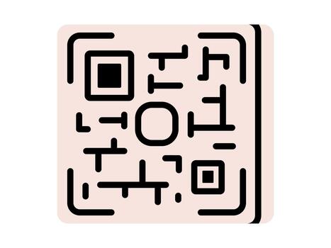 mano dibujado linda ilustración de qr código. plano rápido respuesta código garabatear. código de barras para exploración icono o pegatina. dos dimensional pago o red código. datos o información almacenar. aislado. vector