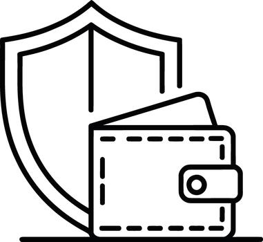 Line art icon illustrating data protection day, featuring a secure wallet with a shield vector